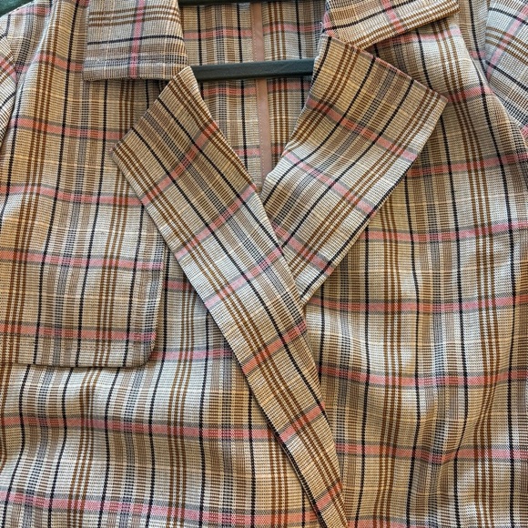 Anthropologie Plaid Belted Lightweight Summer Trench Coat Size M Neutral Motif - Picture 13 of 15